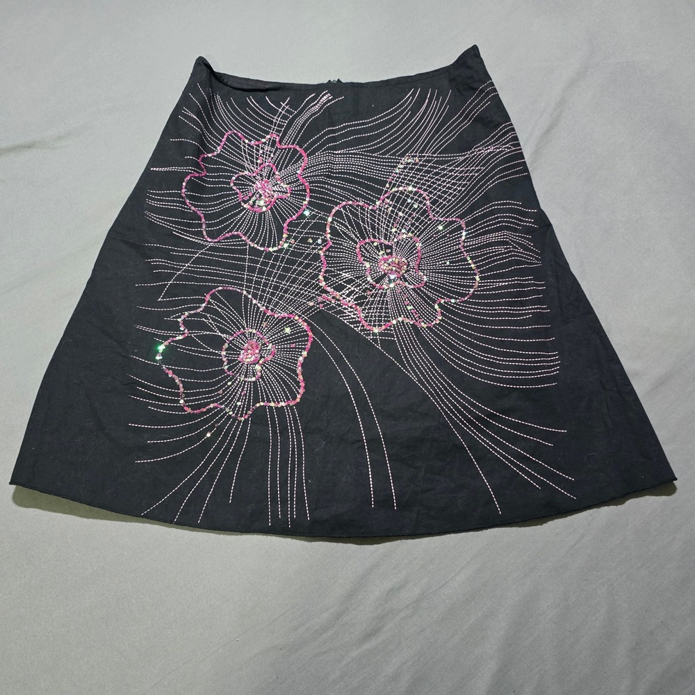 A'gaci Too Skirt M Black Pink Floral Embroidered Sequin y2k vintage  Fairycore